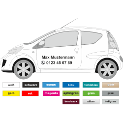 2 x Schriftzug 2 Zeilen Autobeschriftung Text Aufkleber Werbung bis 60 cm Breite