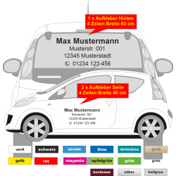 Autobeschriftung 3-tlg. Werbung Wunschtext KFZ  Aufkleber Folie Heckscheibe