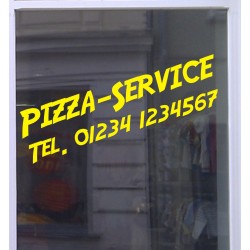 Pizza-Service mit Telefonnummer Schaufensterbeschriftung Aufkleber Werbung Auto Laden