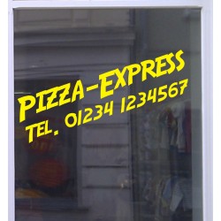 Pizza-Express mit Telefonnummer Schaufensterbeschriftung Aufkleber Werbung Auto Laden
