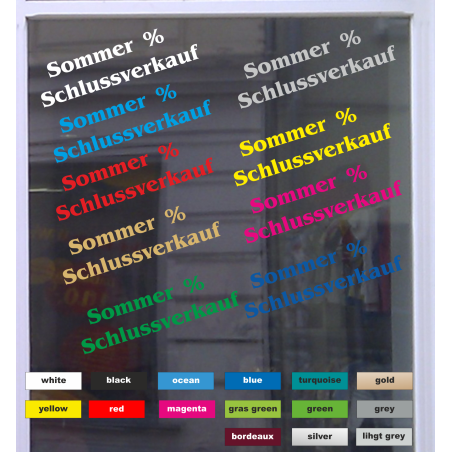 Sommerschlussverkauf % Sale Schaufensterbeschriftung Aufkleber Werbung Laden