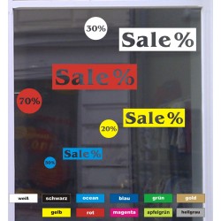Sale % Rabatt Schlussverkauf Schaufensterbeschriftung Aufkleber Werbung Laden