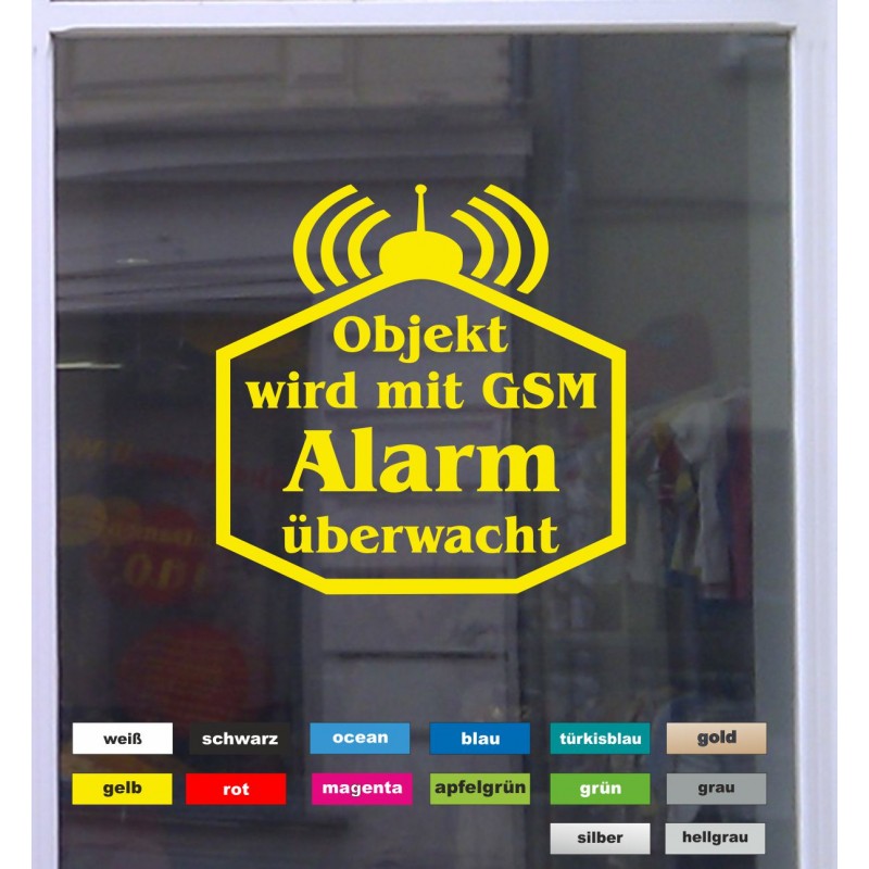 Alarm Gesichert Überwachung Einbruch GSM Aufkleber Beschriftung Schaufenster