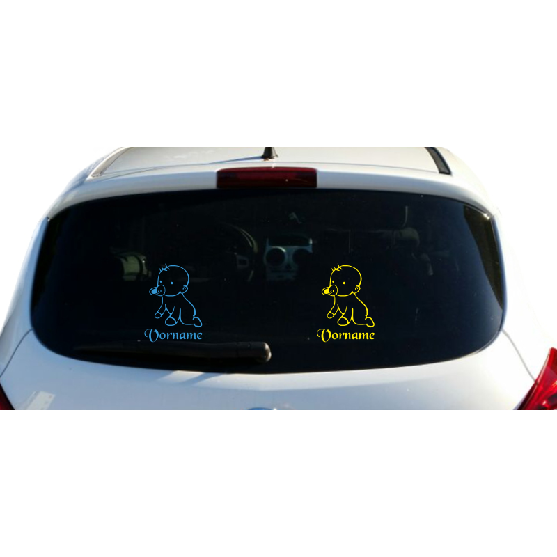 Baby an Bord Name Auto Aufkleber Sticker Heckscheibe KFZ Beschriftung Höhe 20 cm