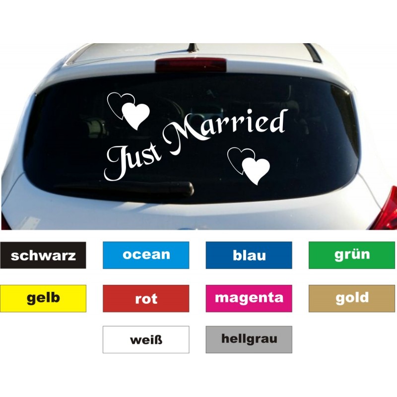 Just Married Auto Aufkleber Sticker Heckscheibe 28 x 56 cm