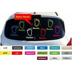 Baby an Bord Fuß Name Autobeschriftung Aufkleber Sticker Heckscheibe Fahrzeug