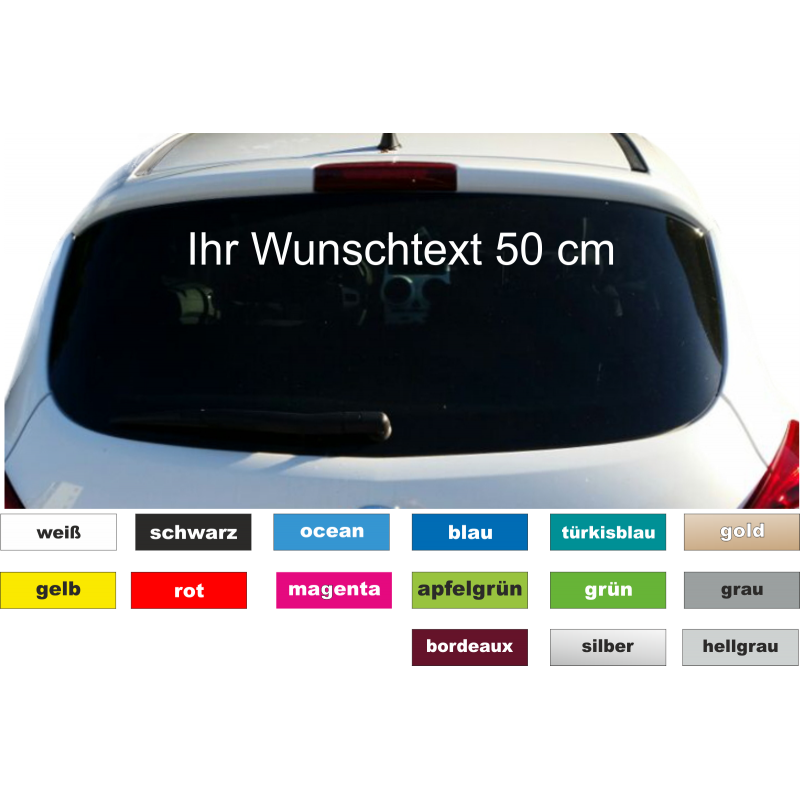 Schriftzug 1-zeilig Wunschtext 50 cm Auto Aufkleber Werbung Domain Fahrzeug