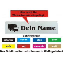 Trucker Namenschild Grafik Blech Schild mit eigenem Namen LKW Fahrer 460 x110 mm