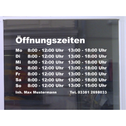 Öffnungszeiten Maxi Schaufensterbeschriftung Aufkleber Werbung Laden Geschäft