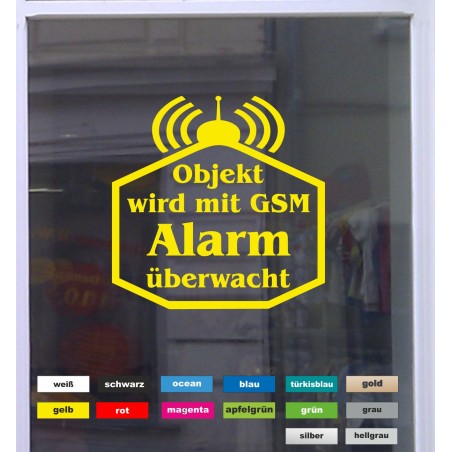 Alarm Gesichert Überwachung Einbruch GSM Aufkleber Beschriftung Schaufenster