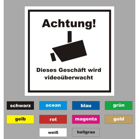 Videoüberwachung Schild 20x20 cm in wetterfestem PVC individuell beschriftet