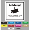 Videoüberwachung Schild 20x20 cm in wetterfestem PVC individuell beschriftet