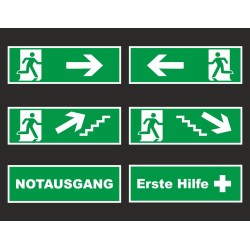 Fluchtweg Notausgang Rettungsweg Schild 10x30 cm wetterfestes PVC Laden Geschäft