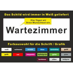 Wartezimmer PVC Schild individuell beschriftbar Arzt Praxis Büro Anwalt 10x30 cm