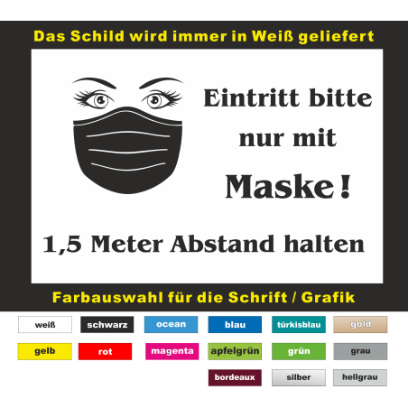 Bitte Maske tragen Mundschutz Corona Abstand halten  Geschäft Schild wetterfest