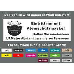 Schild Bitte Maske tragen Mundschutz Corona Abstand halten  Geschäft wetterfest